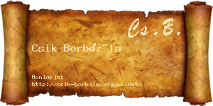 Csik Borbála névjegykártya